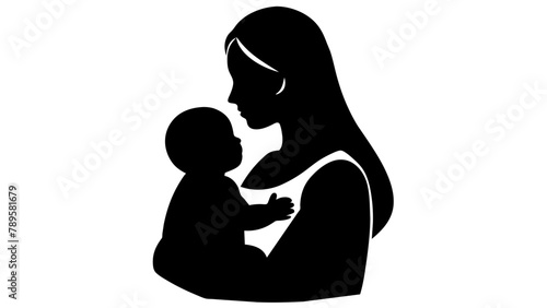 mother holding baby silhouette vector illustration