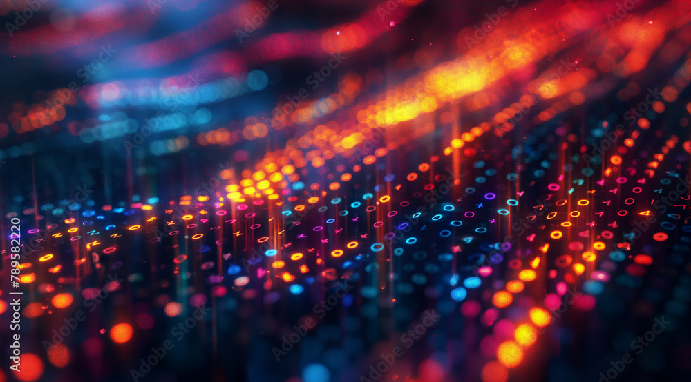 Digital colorful background, code and bokeh lights Digital colorful background, code and bokeh lights