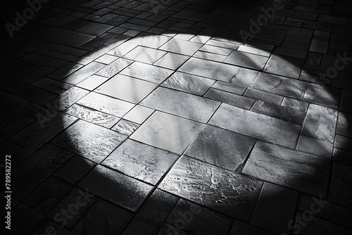 : Circle casting shadow on textured floor