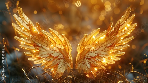 Angel Wings: A photo of a pair of golden angel wings