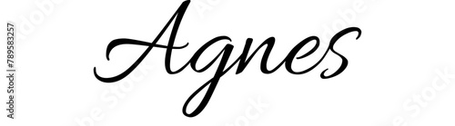 Agnes - black color - name written - ideal for websites, presentations, greetings, banners, cards, t-shirt, sweatshirt, prints, cricut, silhouette, sublimation, tag