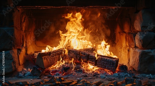 Flame and Fire: A photo of a roaring fireplace