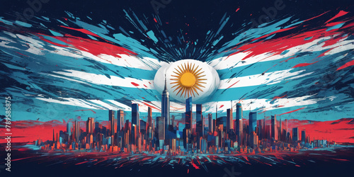 The flag of the national flag of Argentina. illustrating the celebration of Argentina's Independence Day photo