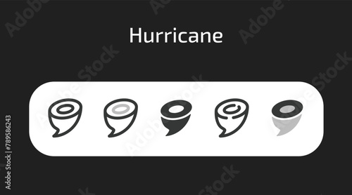 Hurricane icons in 5 different styles as vector