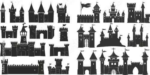 Castle silhouette. Ancient gothic monastery