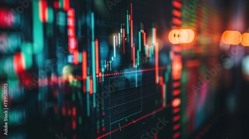 Stock market chart on LCD screen. Stock market and other finance themes. Big data on LED panel. Currency trading theme. Stock market concept and background. Professional market analysis photo