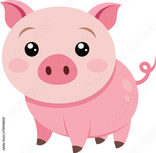 Vector illustration of cute pig cartoon isolated on white background