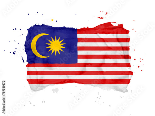 Flag of Malaysia, brush stroke background.  Flag Malaysia on white background. Watercolor style for your design, app, UI.  EPS10.