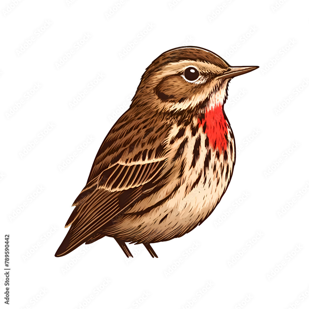 Fototapeta premium little red-throated bird on a transparent background