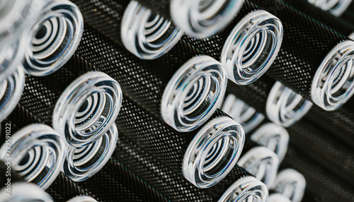 Close-up of Optical fiber cable with black metal photo
