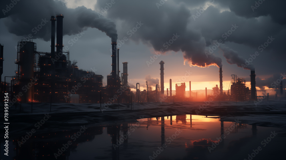 Global warming, a boiling world and hotter climate change. Industrial factories are the cause of global warming by releasing greenhouse gases Global warming, a boiling world and hotter climate change. Industrial factories are the cause of global warming by releasing greenhouse gases
