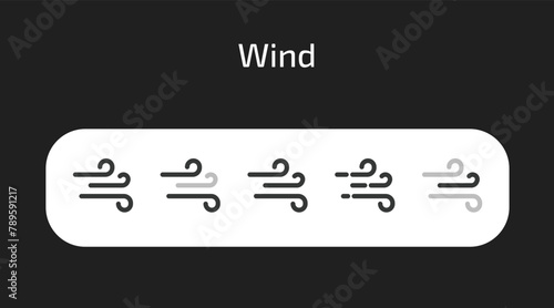 Wind icons in 5 different styles as vector
