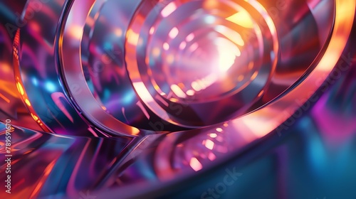 3D rendering. Abstract background with a glowing spiral. The concept of a tunnel of light. photo