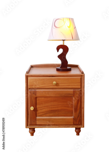 antique wooden table lamp isolated on white 