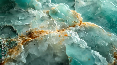 Amazing close-up of a rough blue gemstone with a beautiful crystal structure.