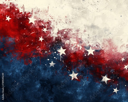 Patriotic Red, White, and Blue Background With Stars