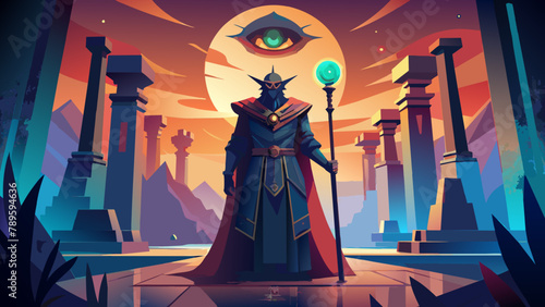 "The Watcher in the Shadows": A silent sentinel standing vigil over the realms of darkness, their eyes gleaming with the wisdom of ages past.
