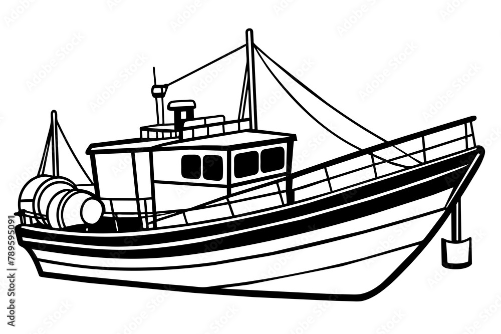 Fishing boat vector illustration white background Fishing boat vector illustration white background
