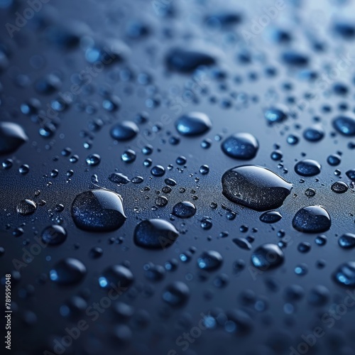 Raindrops create detailed designs on a mirror like surface, showcasing rainwater texture and clarity