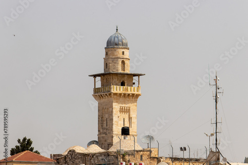 Minaret of the Chain Gate of Al-Aqsa mosque, Jerusalem.