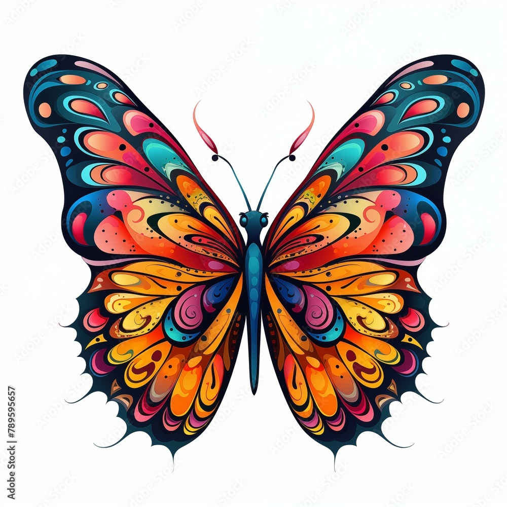 colorful butterflies on white background Created with Generative AI technology. colorful butterflies on white background Created with Generative AI technology.