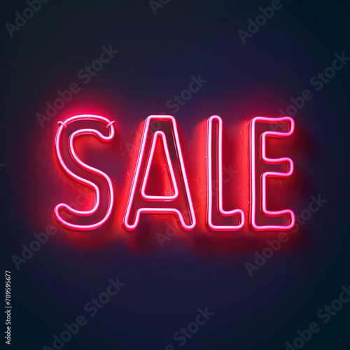 red neon sale sign on plain background, marketing and advertisement sign