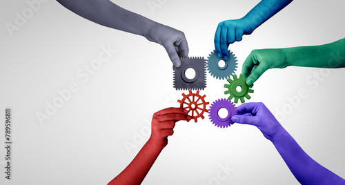 Partnership Problem or team problems as a problematic partner causing trouble to a business or social group of people breaking the connection as a disruptor troublemaker or different thinker. photo