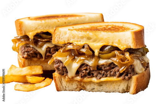 Mouth Watering Patty Melt  Burger Isolated On Transparent Background  photo