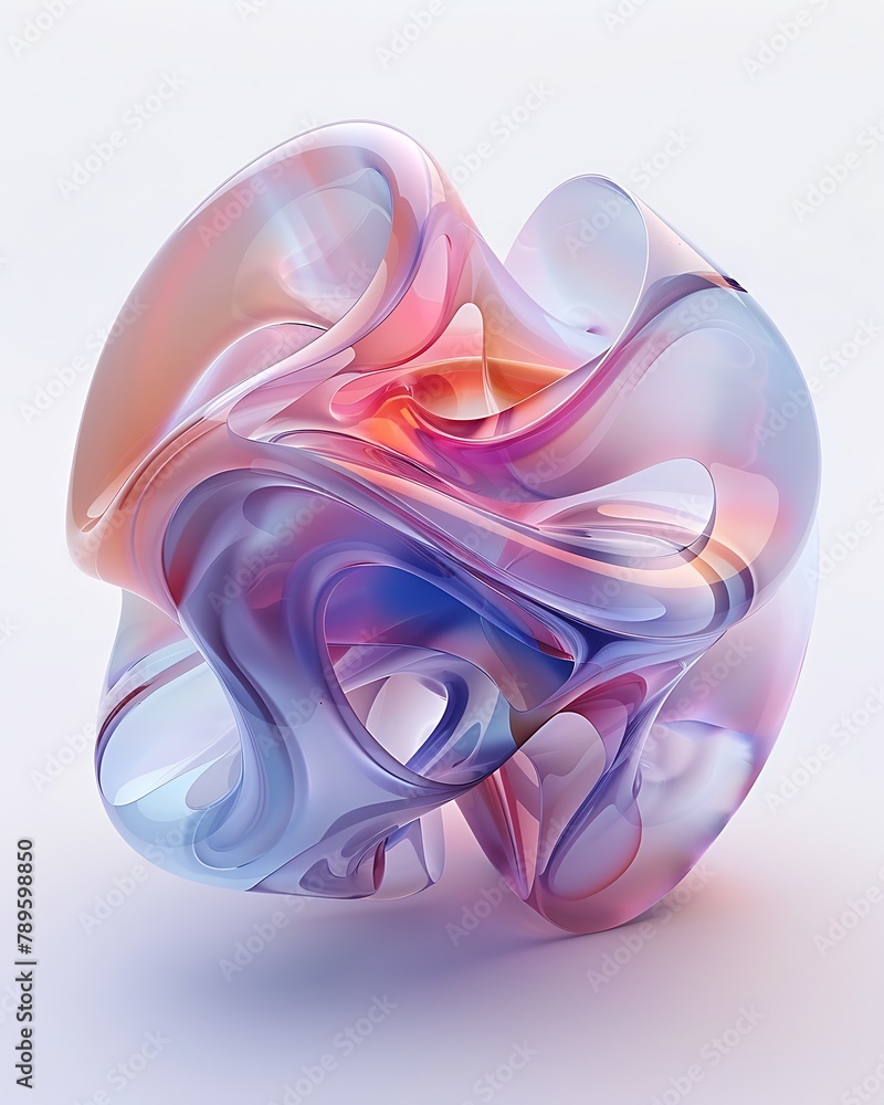 An abstract swirl of translucent colors with a fluid dynamic form on a light background. An abstract swirl of translucent colors with a fluid dynamic form on a light background.