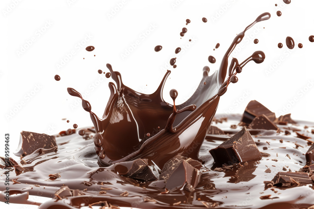 Fototapeta premium Gourmet Chocolate Splash, Isolated on White