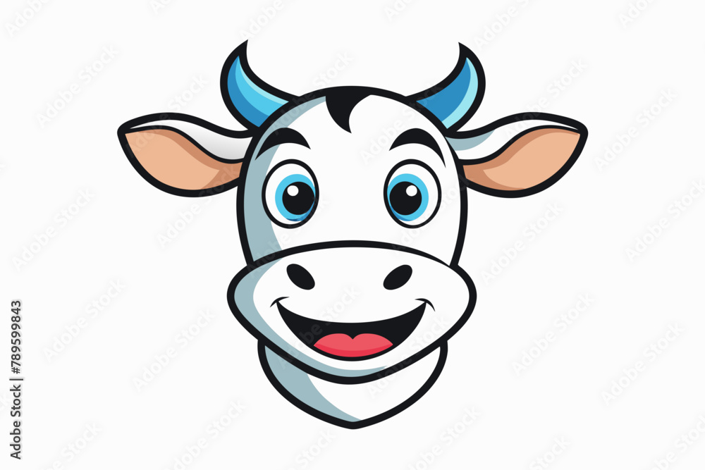 head of cow,smiling Silhouette vector illustration white background head of cow,smiling Silhouette vector illustration white background