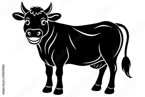 head of cow,smiling Silhouette vector illustration white background