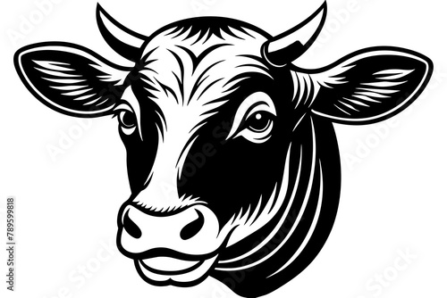 head of cow,smiling Silhouette vector illustration white background