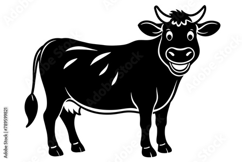 head of cow,smiling Silhouette vector illustration white background