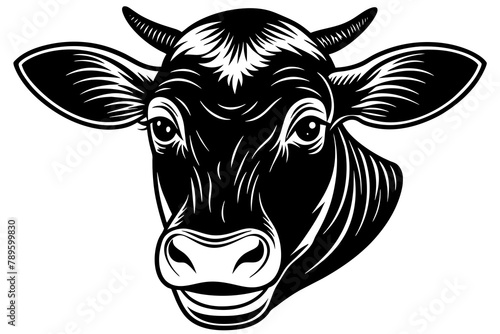 head of cow,smiling Silhouette vector illustration white background