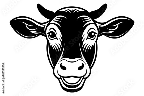 head of cow,smiling Silhouette vector illustration white background