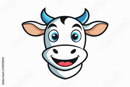 head of cow,smiling Silhouette vector illustration white background