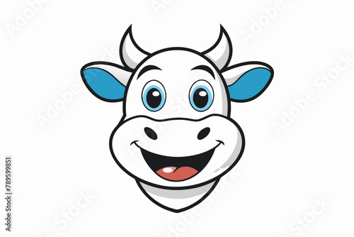 head of cow,smiling Silhouette vector illustration white background