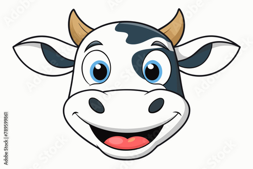 head of cow,smiling Silhouette vector illustration white background