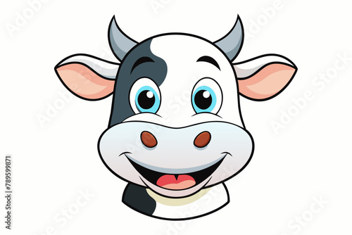 head of cow,smiling Silhouette vector illustration white background