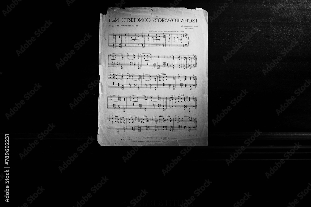 Fototapeta premium black and white music sheet