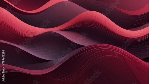 Garnet burgundy wine abstract background. Color gradient Geometric shape Wave wavy curved line Rough grunge grain.