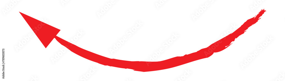 Hand drawn simple arrow drawn with wax crayon, chalk or charcoal. Uneven dry texture for underlining highlighting. Pencil drawn line, strikethrough, grunge vector isolated on white background in eps10