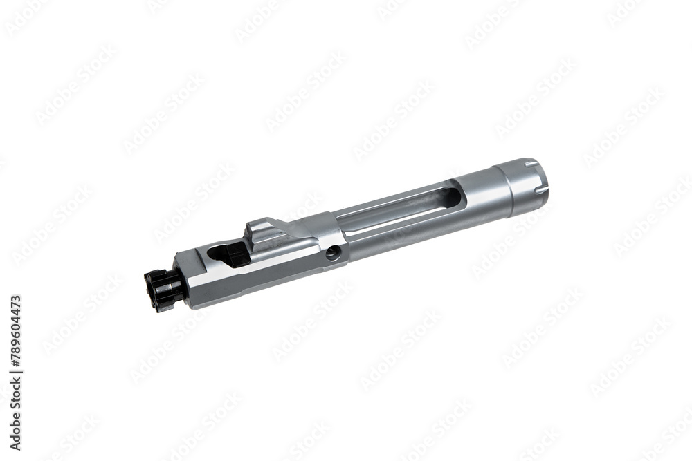 5.56 mm Assault Rifle Bolt isolated on white back 5.56 mm Assault Rifle Bolt isolated on white back