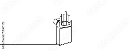 Vector illustration, open cigarette pack in one line.