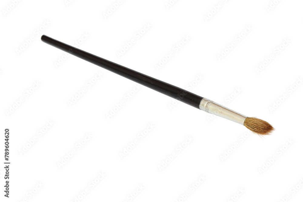 Paint brush with black handle closeup isolated on white background Paint brush with black handle closeup isolated on white background