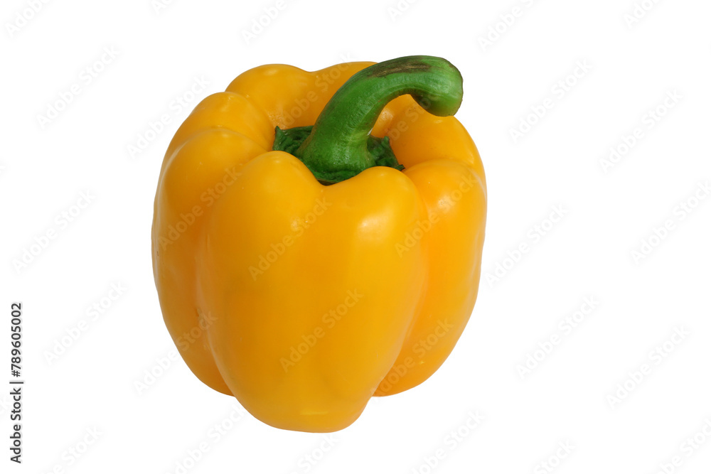 Yellow bell pepper, a staple food ingredient, on white background Yellow bell pepper, a staple food ingredient, on white background