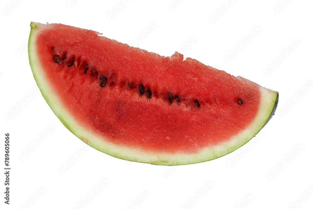 Watermelon, a staple food and natural fruit, is shown on a white background Watermelon, a staple food and natural fruit, is shown on a white background