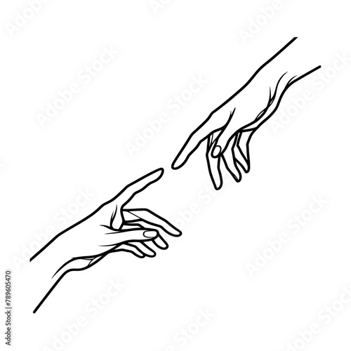 Holding hands one line drawing on white isolated background. Vector illustration.