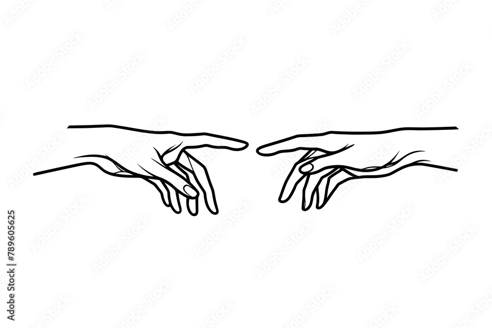 Holding hands one line drawing on white isolated background. Vector illustration. Holding hands one line drawing on white isolated background. Vector illustration.